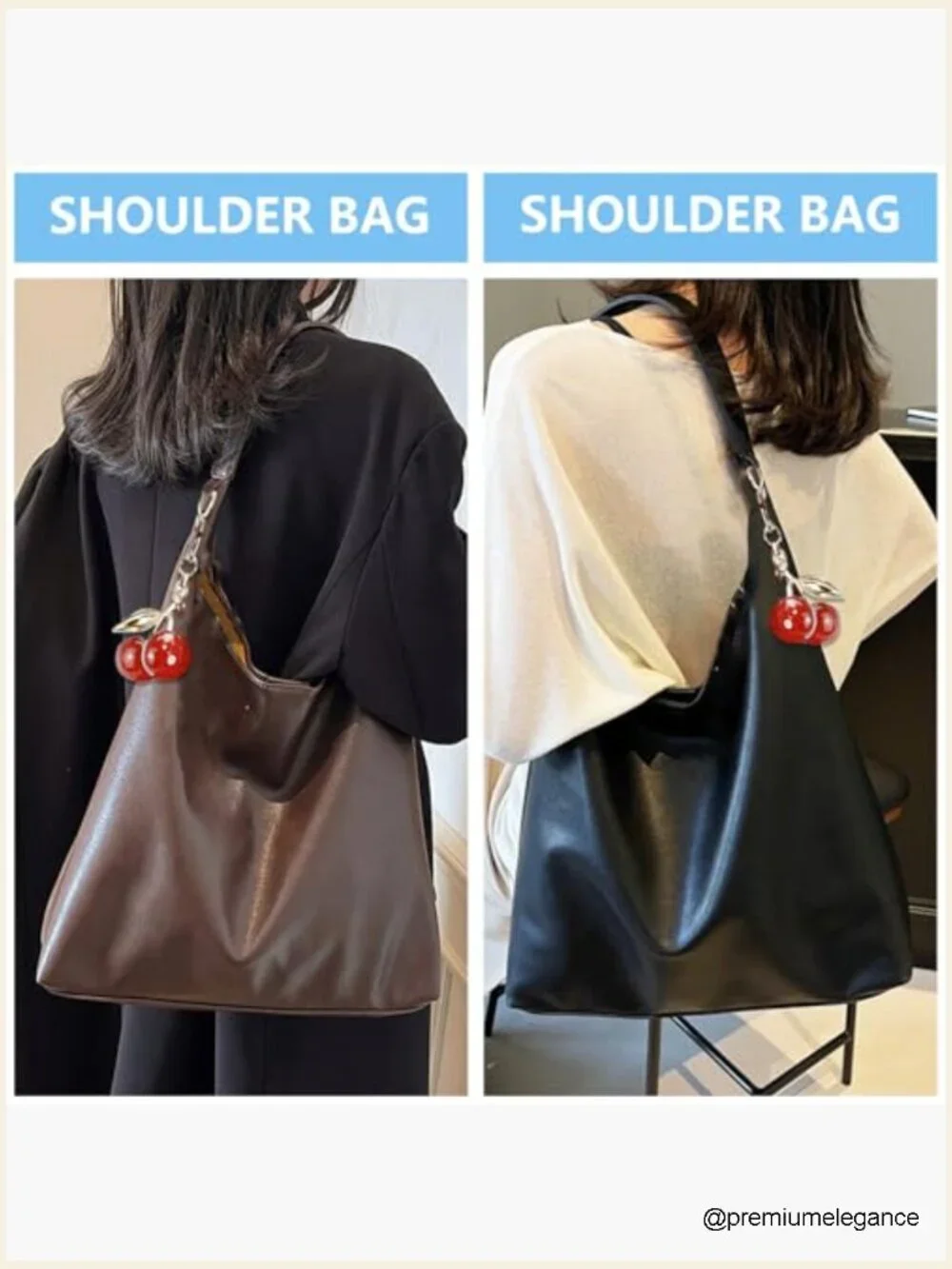 Vegan Leather Large Hobo Bag Shoulder Purse Slouchy Tote Crossbody